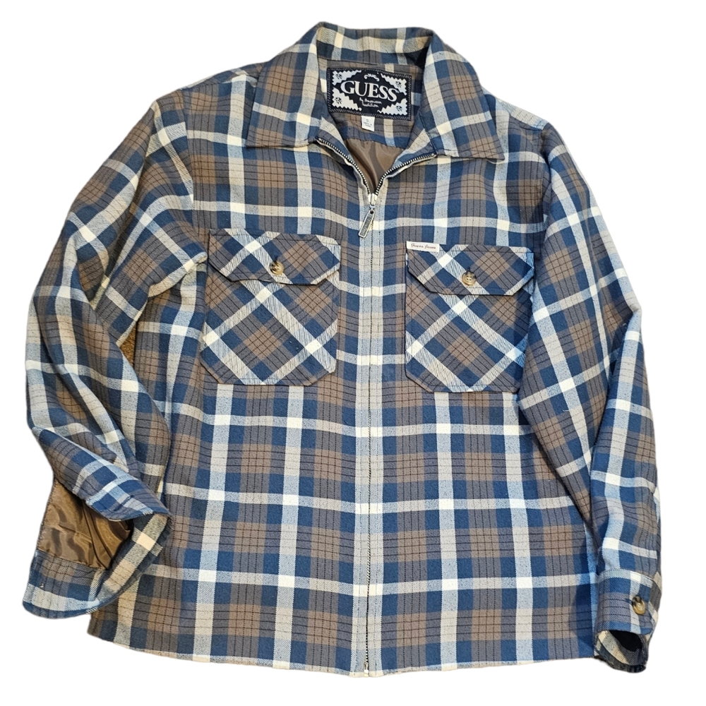Guess Jeans Men's Vintage Plaid Zip Front Jacket Size Small